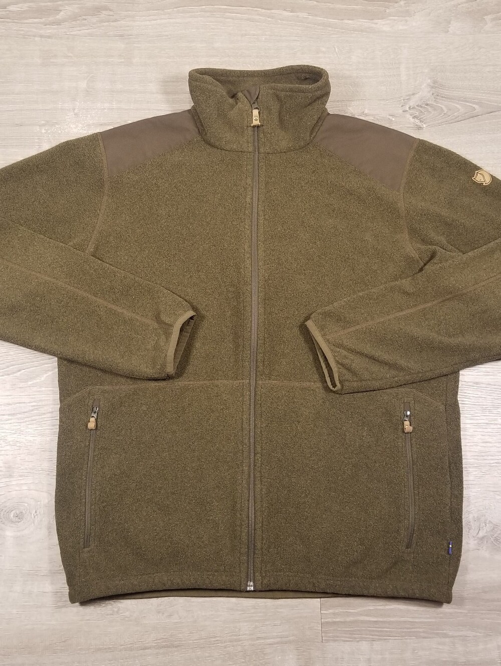 Fjallraven Sten Fleece Zip Up Jacket Mens Large Dark Green Outdoors Hiking